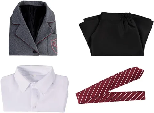 Vista 4 de TOLINA Matildas - Disfraz de cosplay de Hortensia, vestido escolar, uniforme, camisa, falda, corbata para Halloween