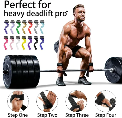 Vista 4 de Lifting Straps Wrist Straps for Weightlifting Gym Straps Weight Lifting Deadlift Workout Women Men Dumbbell Straps for Hand RDL Strap Exercise