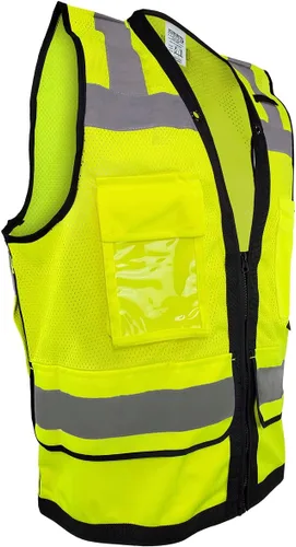 Vista 3 de SU300G Surveyors Class 2 Chaleco reflectante verde con bolsillos para tablet Cumple con las normas ANSI/ISEA