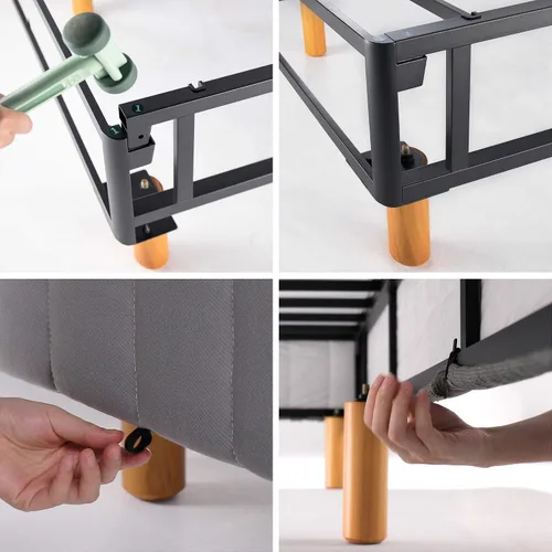 Vista 4 de Colchón Zinus Justina con somier tipo plataforma y patas, Acero Tela Madera, Gris