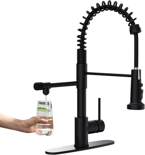 Vista 14 de GIMILI Grifo de agua potable negro y dorado 3 en 1 estilo comercial desplegable con filtro de una sola manija para sistema de filtración de agua
