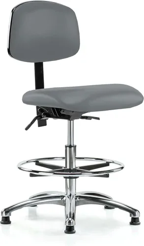 Vista 36 de Perch - Silla de laboratorio con ruedas cromadas con soporte de respaldo ajustable, altura del escritorio de 17 a 22 pulgadas, tela negra