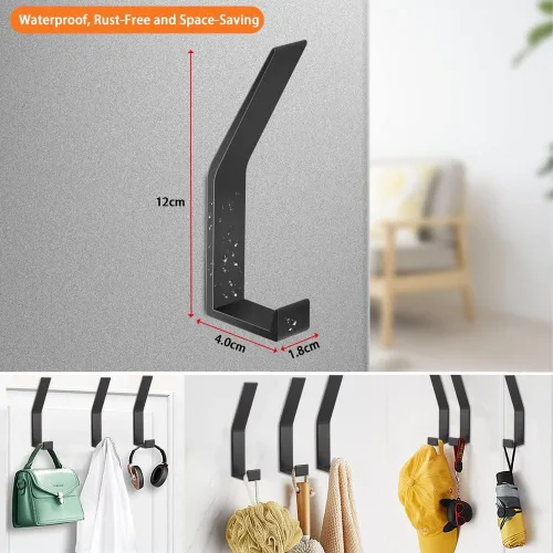 Vista 3 de Ganchos para Perchero Montados en la Pared, Negro, 2 Paquetes, Ganchos de Cuerda para Toallas de Baño para Cocina, Puerta, Gabinete, Baño