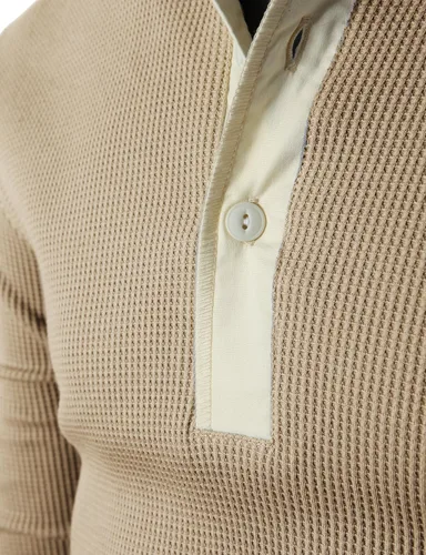 Vista 6 de H2H Chaqueta casual ajustada para hombre, cárdigans de manga larga, térmica Cmttl045-beige