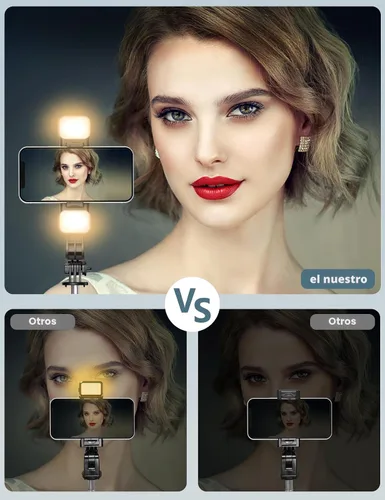Vista 7 de Palo selfie con trípode y luz, palo selfie de 45'' con control remoto inalámbrico, trípode portátil para teléfono compatible con iPhone 16/15 Pro