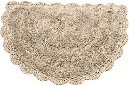 Vista 16 de Chardin home Alfombra de baño de ganchillo beige, alfombra de baño ovalada 100% algodón con borde de ganchillo artesanal hecho a mano, alfombra
