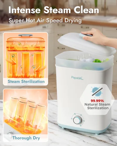 Vista 4 de Papablic Esterilizador y Secador de Biberones Pro, Esterilizador De Biberones, Esterilizador Eléctrico de Vapor para Biberones, Chupetes y Piezas