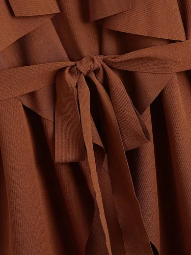 Vista 3 de SOLY HUX Chaqueta tipo cárdigan sin mangas con solapa y cinturón para mujer, talla grande