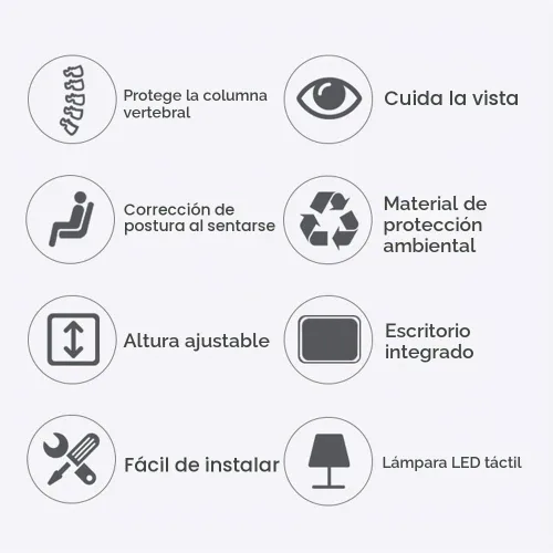 Vista 6 de LVYUAN Juego de escritorio y silla para niños, altura ajustable, lámpara Azul