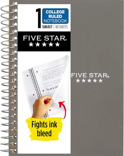 Vista 10 de Five Star - Cuaderno de espiral, 1 materia, papel con líneas universitarias, tamaño personal, 4-3/8" x 7", 80 hojas, combate el sangrado de tinta