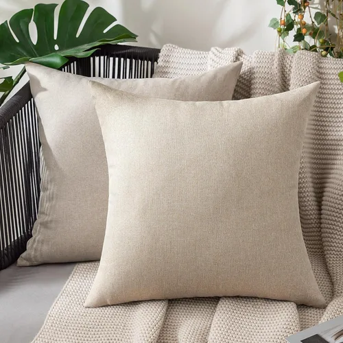 Vista 89 de MIULEE - Paquete de 2 fundas de almohada decorativas para exteriores, impermeables, sólidas, de imitación de lino, para jardín, casa de campo, Azul