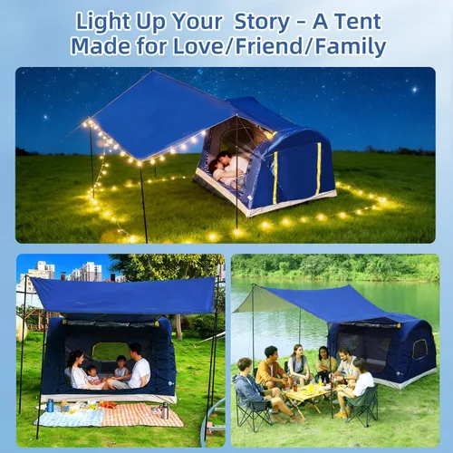 Vista 12 de 2-4 Person Inflatable Camping Tent 60 Second Setup 4 Season Waterproof (PU3000 Oxford) All Weather Tent for Romantic Dates, Fall/Winter