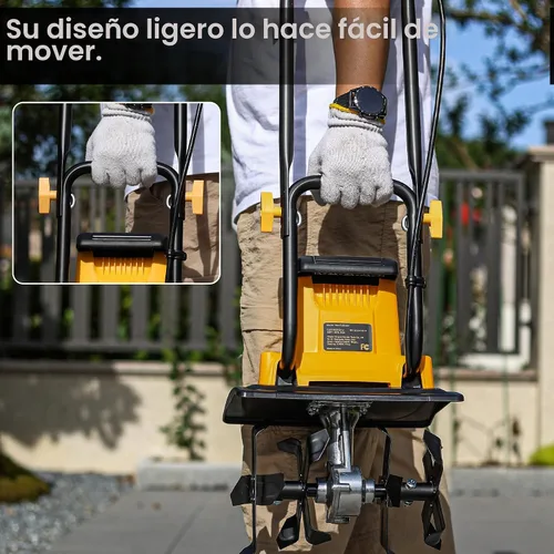 Vista 3 de IncwBo 12 Pulgadas 8.5 Amperios Cultivador de Tierra con Cable de 8 Pulgadas de Profundidad, Cultivador Eléctrico de Jardín de 360 RPM con Enchufe