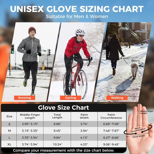 Vista 6 de AURUZA Winter Gloves for Men Womens, Waterproof Cycling Gloves for Men and Womens Cold Weather, Touch Screen Anti-Slip Gloves