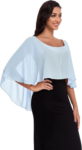 Vista 2 de Sheer Shawls and Wraps for Evening Dresses Chiffon Capes for Women Soft Wedding Cover Up