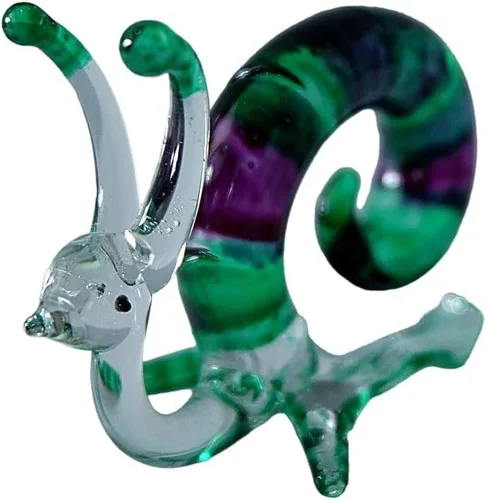 Vista 2 de 1shopforyou 1 figura de cristal soplado a mano de caracol, mini decoración coleccionable para el hogar (verde)