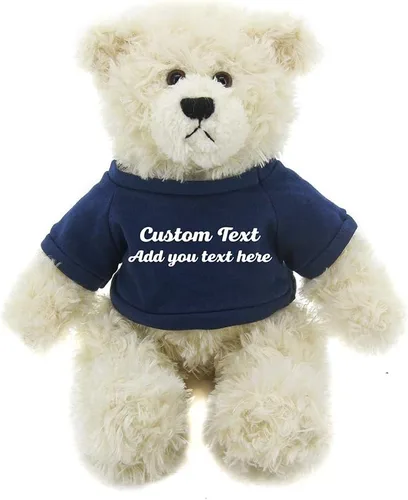 Vista 11 de Plushland Oso de peluche Brandon crema de 12 pulgadas, regalo personalizado para el día de la madre, San Valentín, graduación, cumpleaños