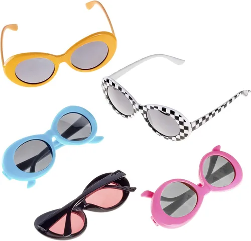 Vista 5 de CICINUJOY Paquete de 10 lentes ovalados retro Mod con marco grueso, lentes redondos, a cuadros, para mujeres, niñas, hombres, adolescentes, niños