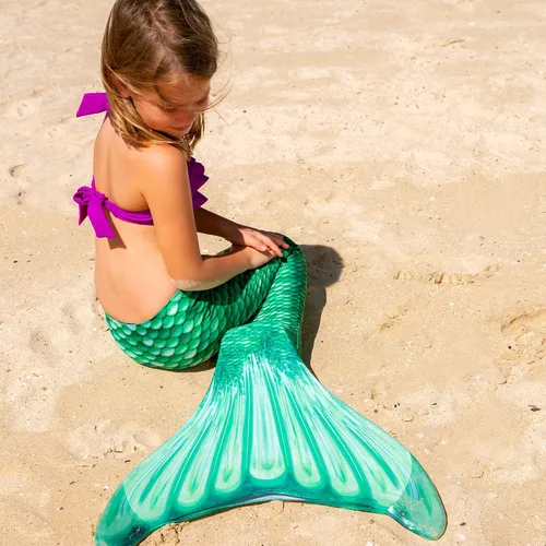 Vista 4 de Fin Fun - cola de sirena sola puntas reforzadas sin monoaleta para niños adultos niños y niñas