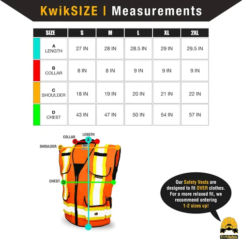 Vista 6 de KwikSafety GODFATHER - Chaleco de seguridad clase 2 [naranja, XL] + paquete de casco de ala completa TORTOISE