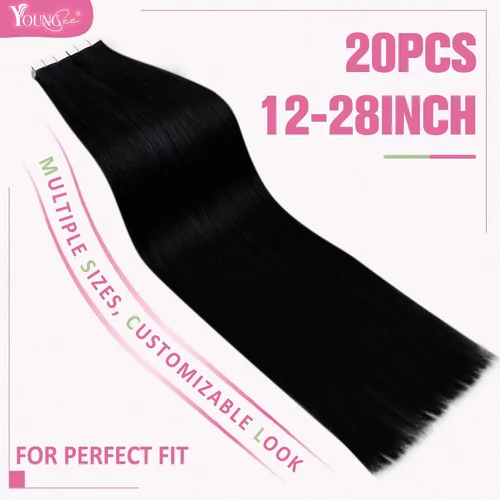 Vista 108 de YoungSee Extensiones de Cabello Humano con Cinta Balayage Extensiones de Cabello con Cinta Marrón Oscuro Extensiones de Cabello con Cinta Ombre