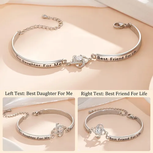 Vista 4 de JOGDIAM Regalos de joyería para mujeres con tarjeta de mensaje de regalo, regalos para mamáabuelahijahermana, pulsera grabada con nudo de amor