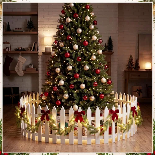 Vista 8 de Thyle 20 piezas de valla de árbol de Navidad de 16 pulgadas con luces Rojo