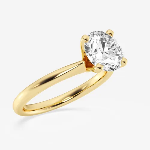 Vista 2 de IGI 1, 2, 3, 4, 5 quilates, redondo, excelente anillo de compromiso con solitario de diamante creado en laboratorio en oro amarillo de 14 k