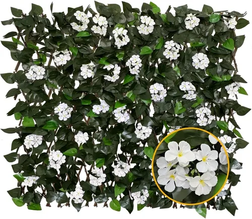 Vista 35 de Pantalla de Privacidad de Cerca Expandible para Balcón, Patio Exterior, Panel Decorativo de Cercado de Hiedra Artificial, Setos Artificiales