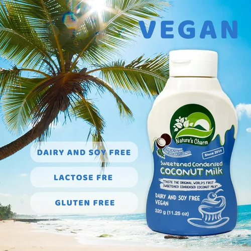 Vista 9 de Nature's Charm - Leche de coco condensada endulzada, botella para apretar, sin lácteos y soja, vegana, sin lactosa, sin gluten. Rico sabor a coco