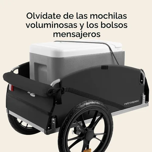 Vista 2 de Retrospec Rover Hauler - Remolque de carga para bicicleta, marco plegable con tela resistente a la intemperie y capacidad de 80 libras, remolque