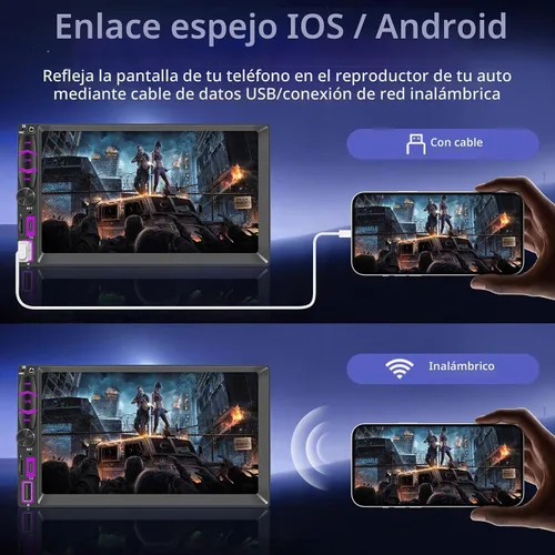 Vista 5 de Pantalla de radio estéreo inalámbrica de doble DIN para receptores de audio de automóvil, Bluetooth Car Play Android Auto Touchscreen, Mirror Link