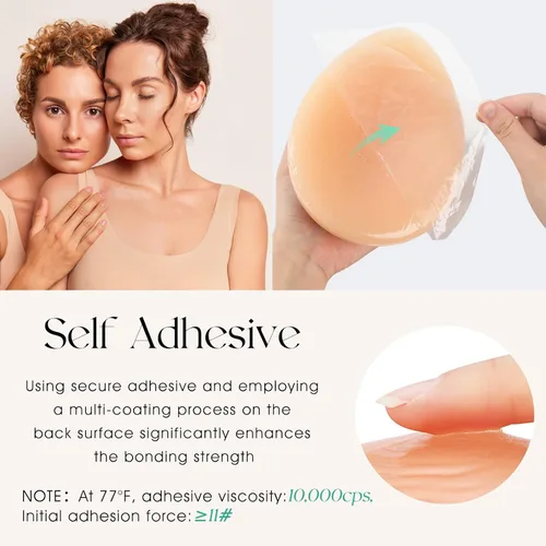 Vista 3 de Vollence Self Adhesive Silicone Breast Forms Fake Boobs for Mastectomy Prosthesis Crossdresser Transgender Cosplay