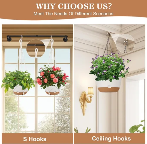 Vista 3 de Paquete de 3 macetas colgantes para plantas de interior, maceta colgante de riego automático de 10 + 10 + 8 pulgadas, colgador de plantas de macramé
