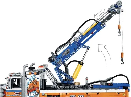 Vista 6 de Lego 42128 Technic - Camión de remolque resistente con grúa de juguete para niños y niñas con funciones mecánicas, juego de construcción de modelos