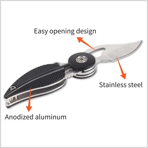 Vista 3 de Juego de mini cuchillos de bolsillo, cuchillo EDC con cadena, gadgets geniales, bonitos accesorios para llaves, regalo creativo para mujer (negro)