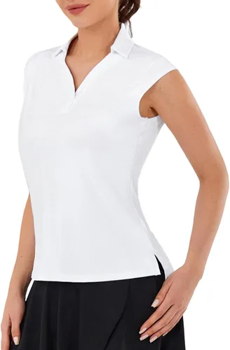 Vista 5 de Camisas de golf con cuello en V para mujer, de manga corta, estilo polo, blusas casuales
