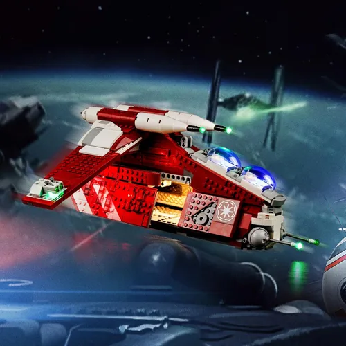 Vista 5 de BrickBling Kit de luces compatible con Lego The Clone Wars Coruscant Guard Gunship (sin modelo), luces creativas compatibles con Lego 75354, gran