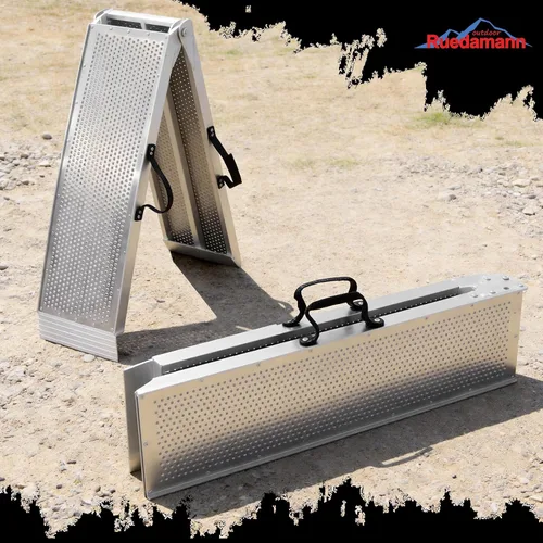 Vista 3 de Ruedamann Rampa plegable de aluminio de 7.5 pies, rampa portátil, rampas de carga de 11 pulgadas para motocicleta, capacidad de 750 libras