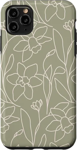 Vista 13 de Poppy Flower Line Art Modern Leaves Boho Artichoke Green Case for iPhone 17