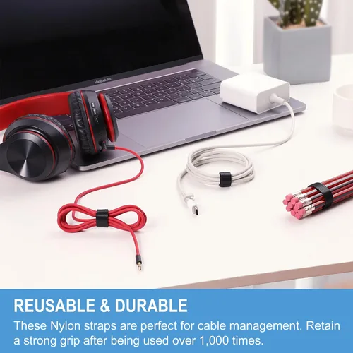Vista 3 de Rollo de gancho y bucle de 1/2 pulgadas x 100 pies Tiras de doble cara, correas autoadhesivas Sujetadores reutilizables multiusos para el hogar