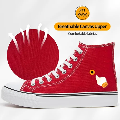 Vista 2 de Tenis de lona de caña alta con cordones para mujer, estilo informal, ideales para caminar