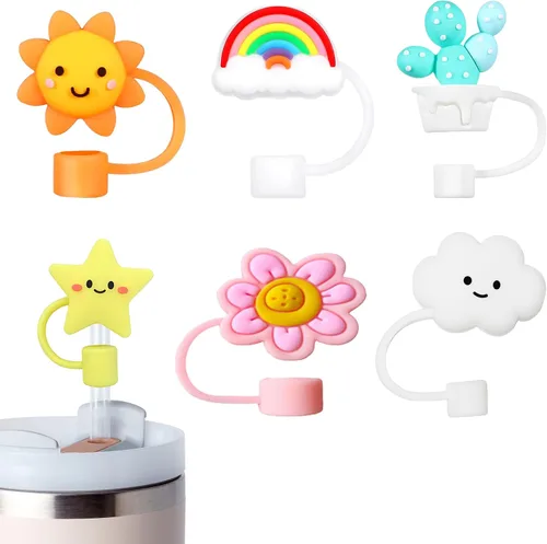Vista 10 de 6 piezas de tapas de popote mágicas de silicona para taza Stanley de 30 y 40 oz, tapas reutilizables para popotes para accesorios de taza Stanley