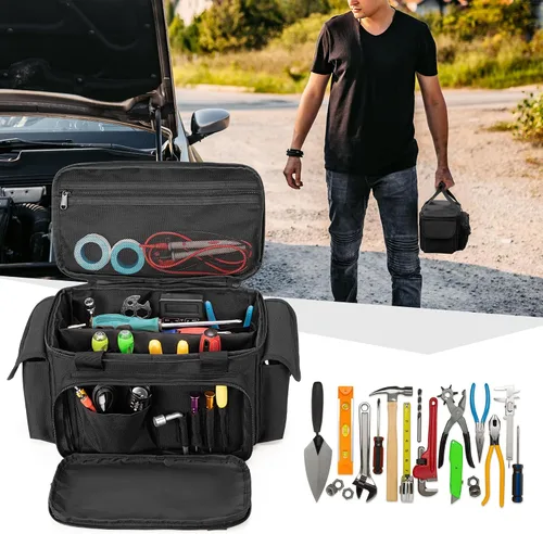 Vista 8 de Rexmica - Bolsa pequeña de herramientas con fondo acolchado y antideslizante, organizador de almacenamiento de herramientas para hombres, bolsa