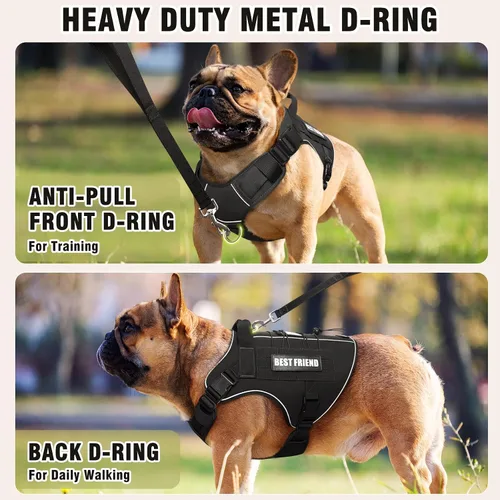 Vista 2 de Arnés Táctico para Perros Talla Pequeña, Sin Tirones Chaleco Militar para Perros con Asa, Arnés Reflectante de Servicio Pesado para Mascotas