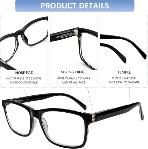 Vista 3 de SIGVAN Paquete de 6 lentes de lectura para mujeres y hombres, bloqueo de luz azul, bisagra de resorte, antifatiga ocular/deslumbramiento, lectores 6