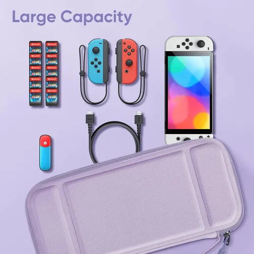 Vista 8 de Fintie Carrying Case for Nintendo Switch OLED Model 2021Switch 2017, Shockproof Hard Shell Protective Cover Travel Bag w10 Game Card Slots for