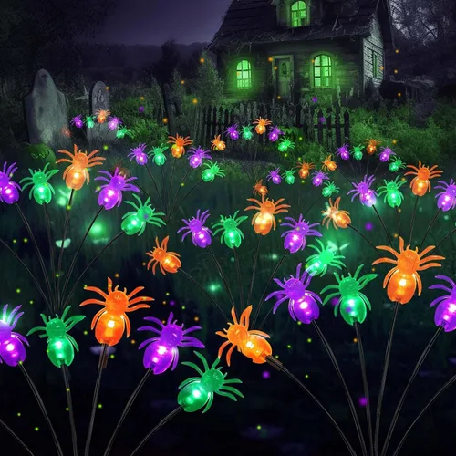 Vista 13 de OZS 4 Pack Total 32 Luces LED Solar de Jardín de Hadas al Aire Libre - Luces Solares de Luciérnagas al Aire Libre, Se Balancean con el Viento Blanco