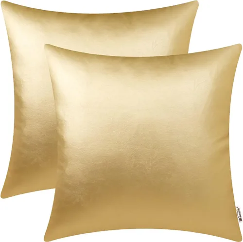 Vista 13 de BRAWARM Fundas de almohada de cuero sintético de 16 x 16 pulgadas - Juego de 2 fundas de almohada de cuero negro, fundas de almohada de cuero teñido