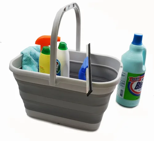 Vista 5 de SAMMART Cubo de agua plegable rectangular de 12 litros (3.1 galones) para campamento, pesca (gris (juego de 2))